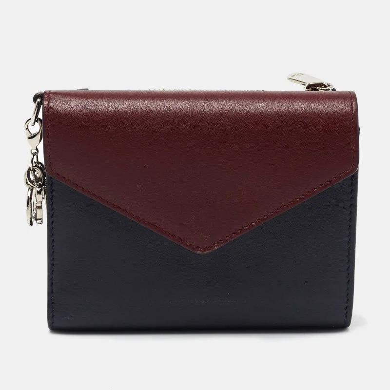 Dior Burgundy/dark Blue Leather Diorissimo Envelope Wallet