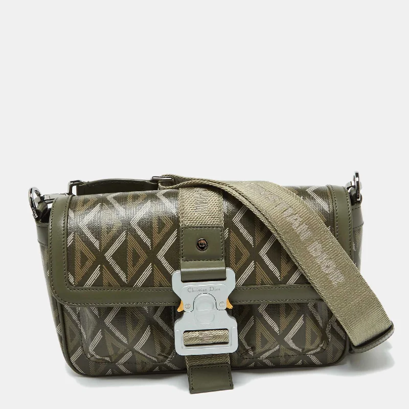 Dior Olive Green Diamond Coated Canvas And Leather Hit The Road Bag