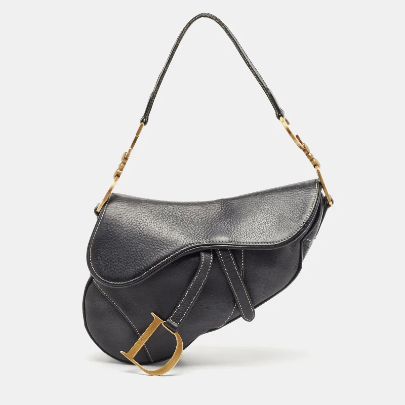 Dior Black Leather Saddle Bag