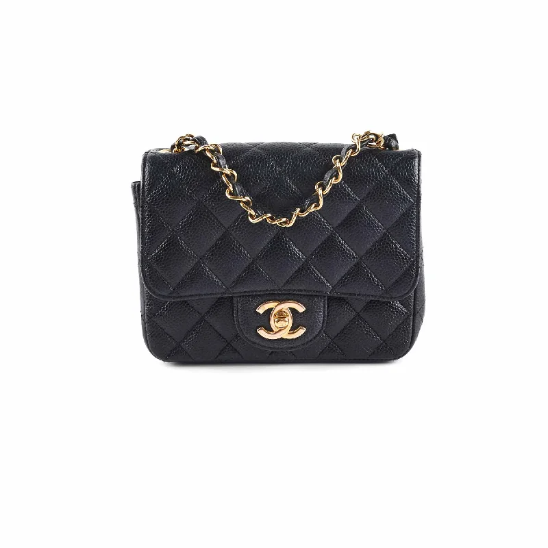 Chanel Caviar Mini Square 24k gold Black