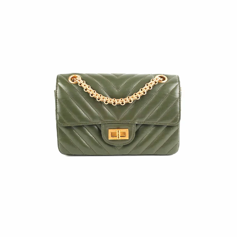 Chanel Mini 2.55 Chevron Reissue Khaki Green (Microchipped)