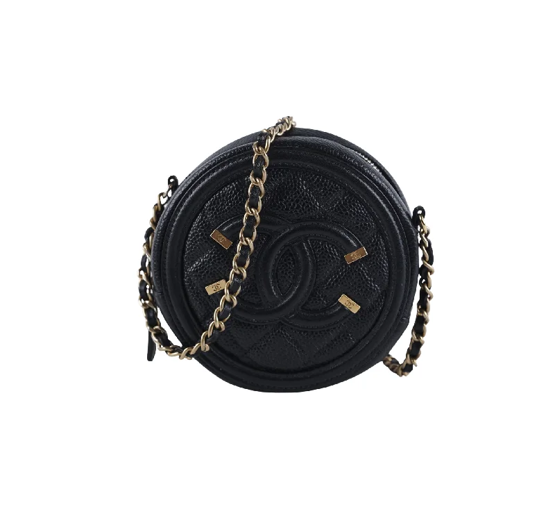 Chanel 19 Round Filigree Caviar Black