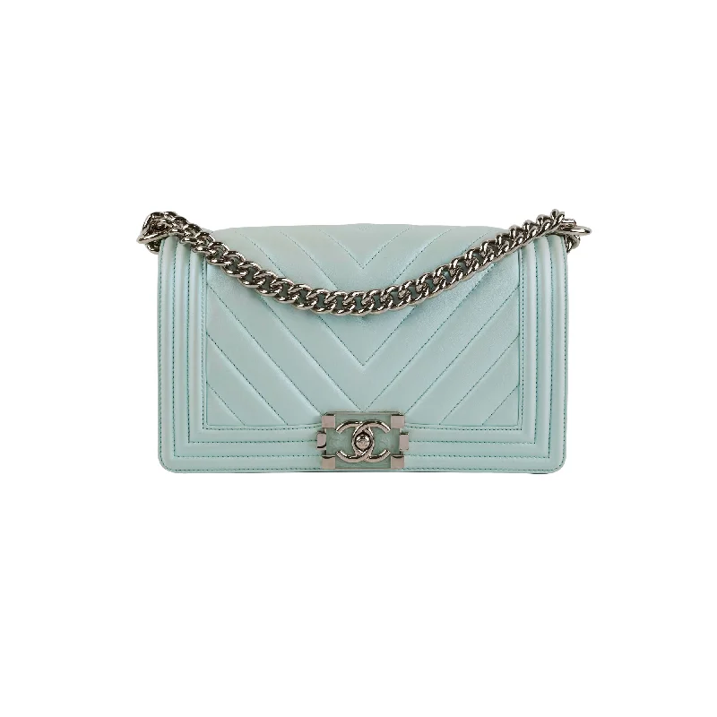 Chanel Medium Boy Bag Iridescent Celeste Blue