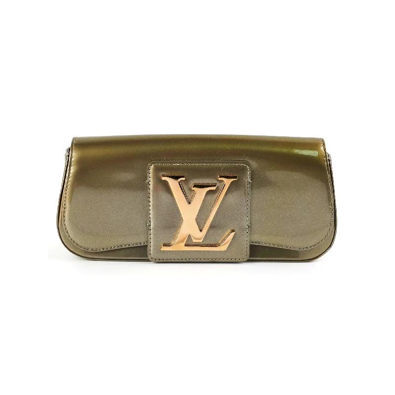 Louis Vuitton Green Grey Patent Logo Clutch