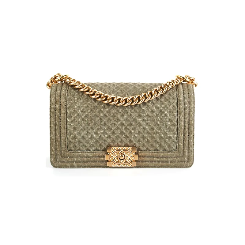 Chanel Old Medium Boy Denim Olive Shoulder Bag