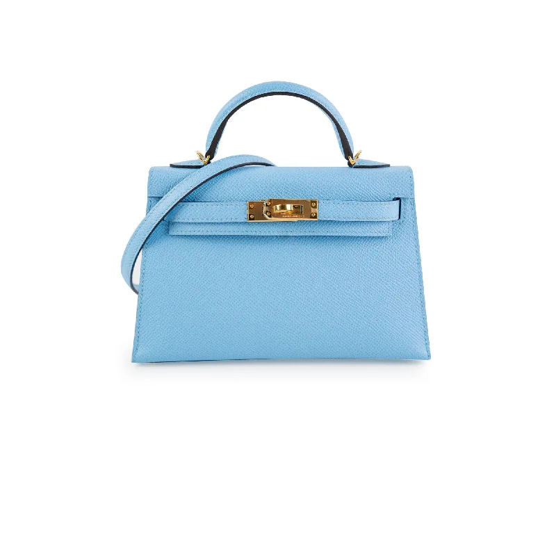 Hermes Mini Kelly 2 Epsom Blue Celeste U Stamp (2022)