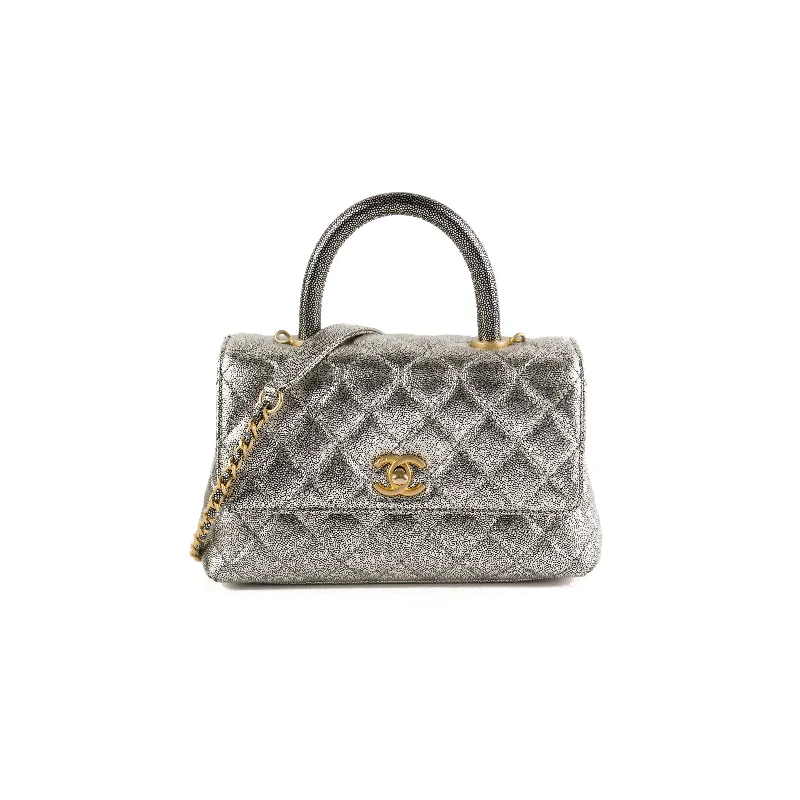 ITEM 11 - Chanel Small Coco Handle Silver Caviar Top Handle