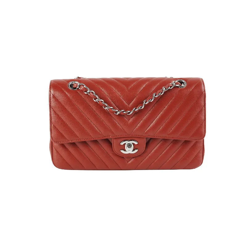 ITEM 27 - Chanel Chevron Classic Medium/Large Flap Red 16S